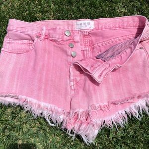Free People pink dye cutoff shorts